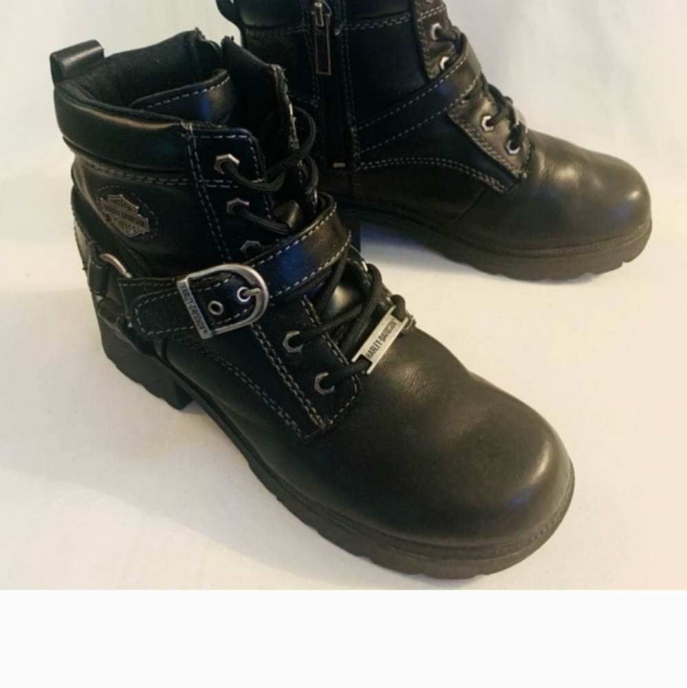 COPY - Harley-Davidson Black Heeled Boots with Metal Buckle